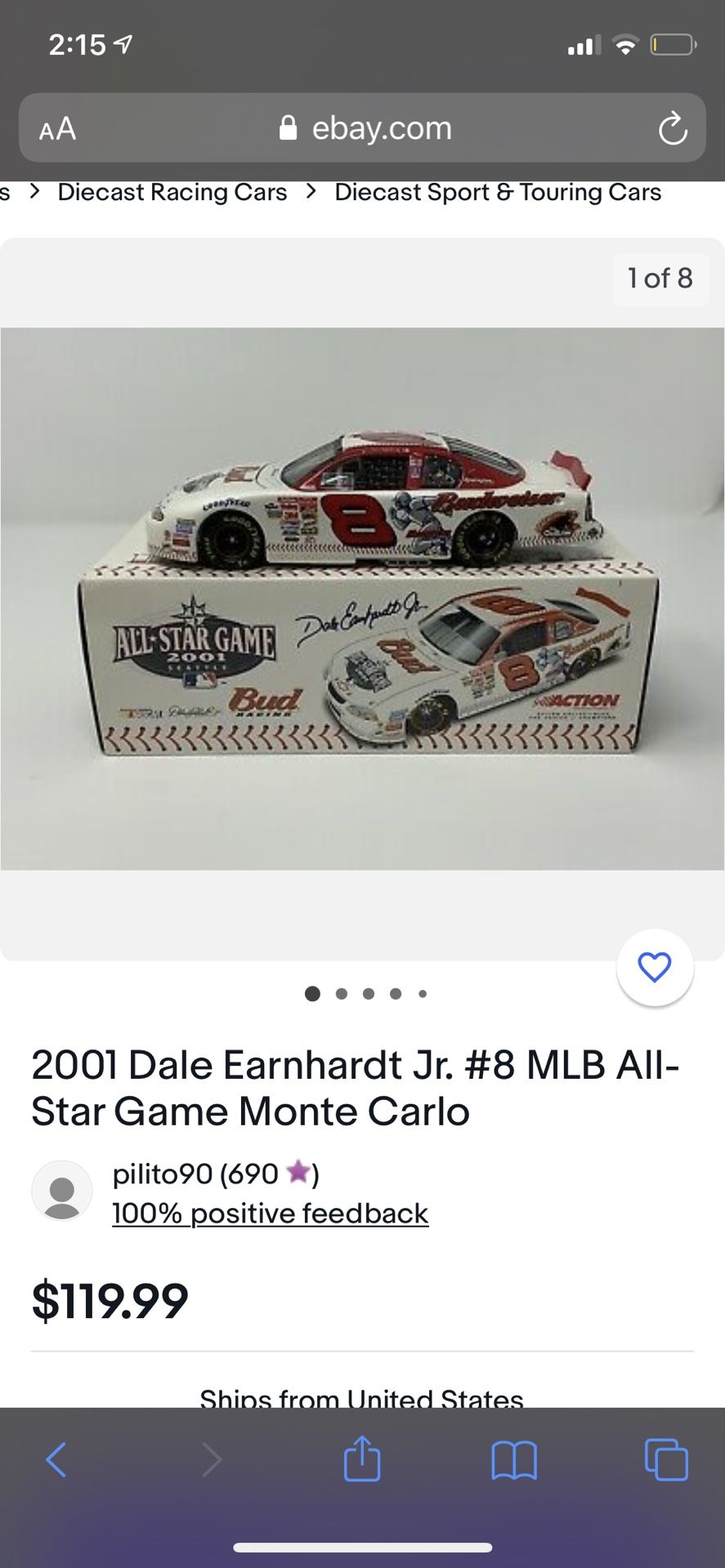 2001 Allstar Game Diecast Dale Earnhardt