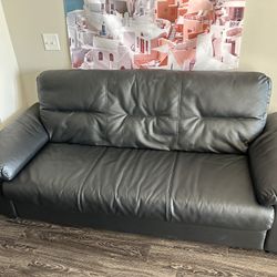 USED IKEA BLACK LEATHER COUCH