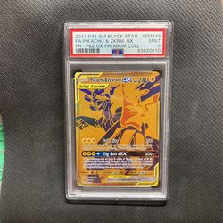 Pickachu & Zekrom SM248 Golden Black Star Promo PSA9 TRADES ACCEPTED