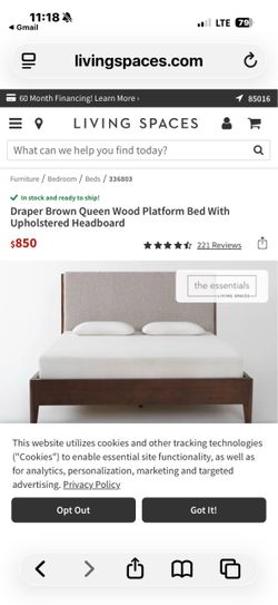 Living spaces king bed set 2 nightstands, dresser and frame