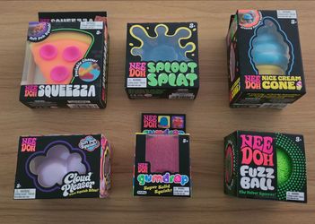 New NeeDoh Squeezza, Sploot Splat, Nice Cream Cone, Cloud Pleaser, Gumdrop, Fuzz Ball - $18 Each