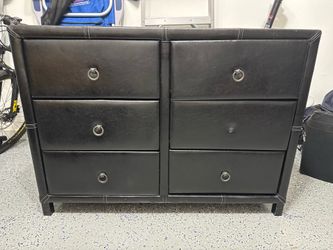 Black Upholstered 6-Drawer Dresser