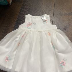 Girls White Flower Dress Size 3 Months By Carters #2