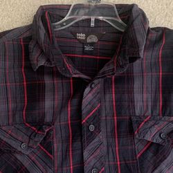PLAID LONG SLEEVE SHIRT  LARGE 
