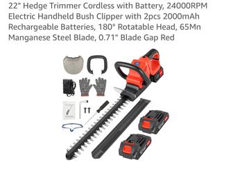 22’ hedge trimmer cordless with battery