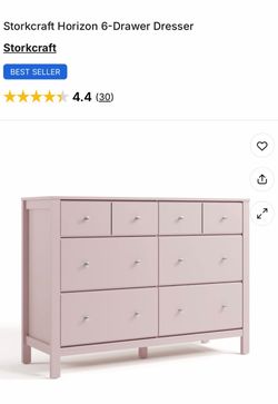 New 6 Drawer Dresser Pale Pink