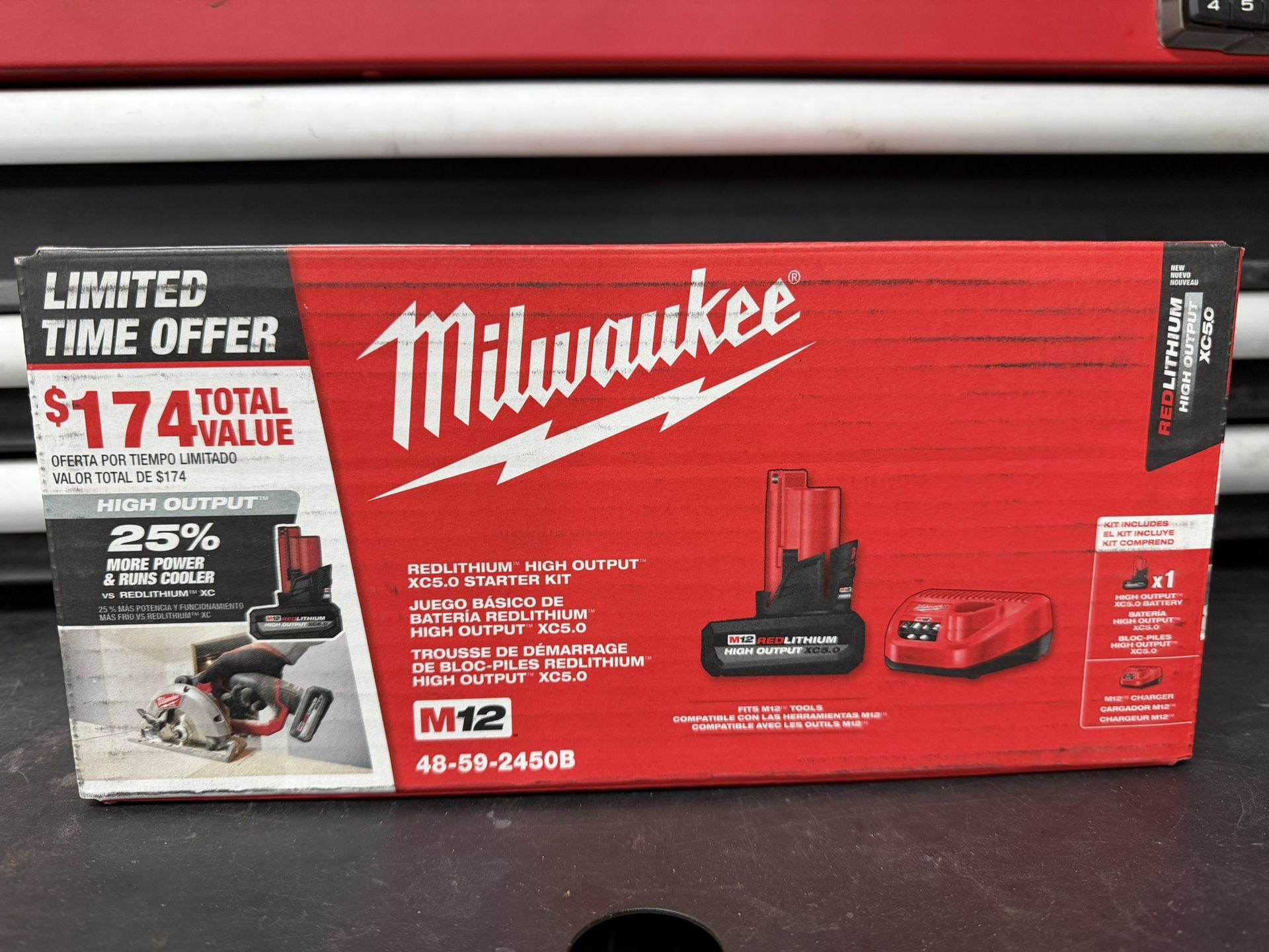 MILWAUKEE M12 12-Volt Lithium-Ion XC High Output 5.0 Ah Battery Pack with Charger Starter Kit