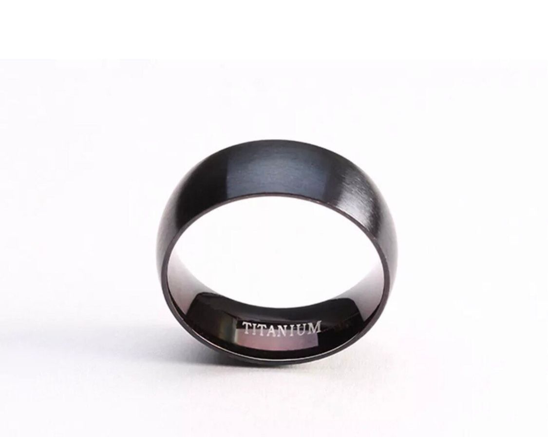 High Quality Black Titanium 8mm Statement Ring for Men w/ Matt Finish All Sizes