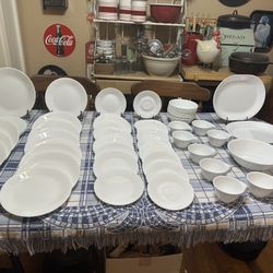 Large Corelle “ All White” Dinnerware/ Dish Set