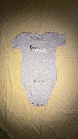 Born a Hero Gray Baby Onesie