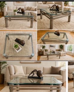 Glass Top Coffee Table with Metal Frame