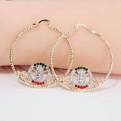 18k Gold Plated Virgen Hoops New