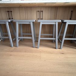 Set Of 4 Gray Counter Stools