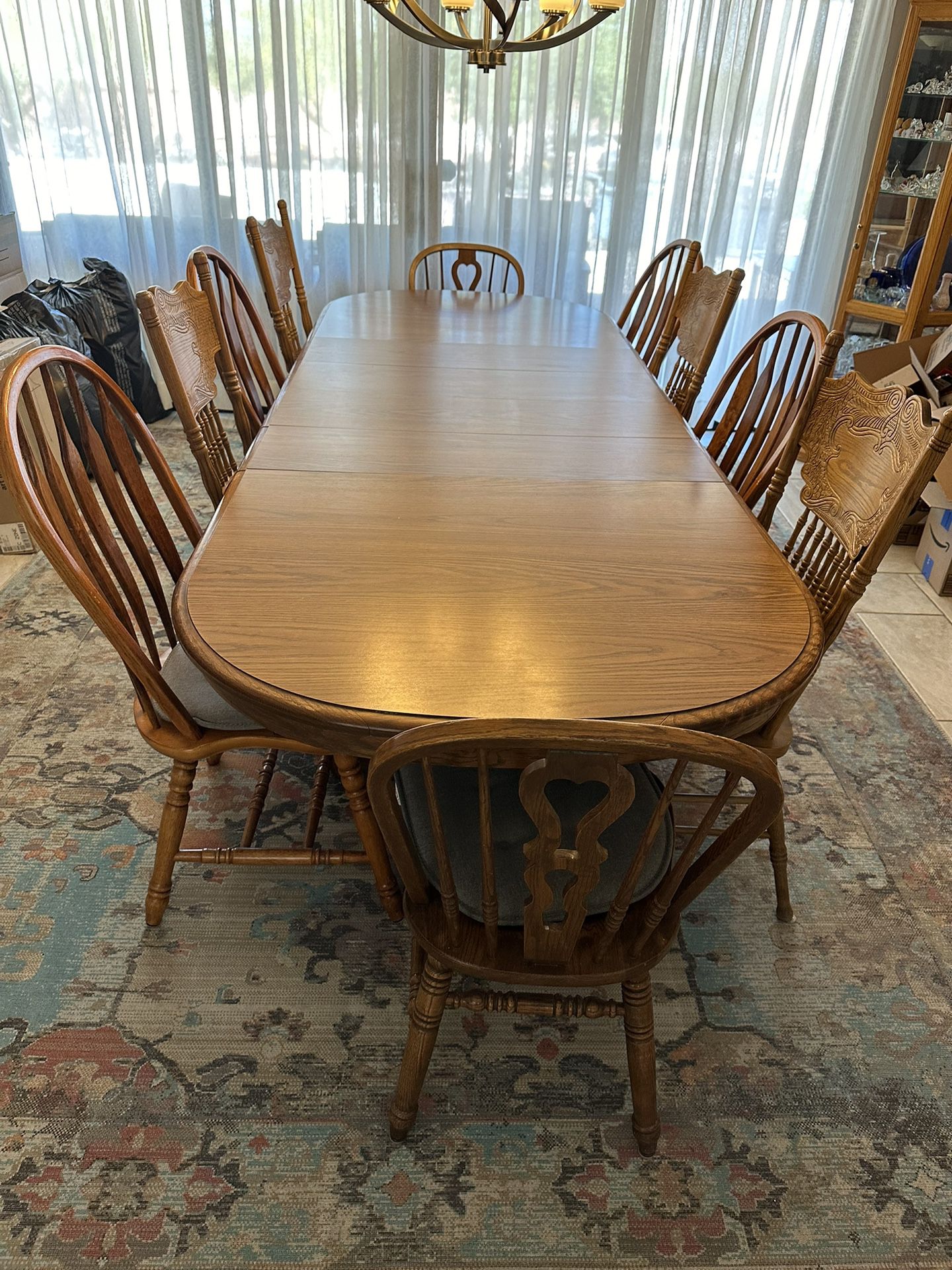 Oak Table, Oak Chairs, Oak Buffet And Hutch