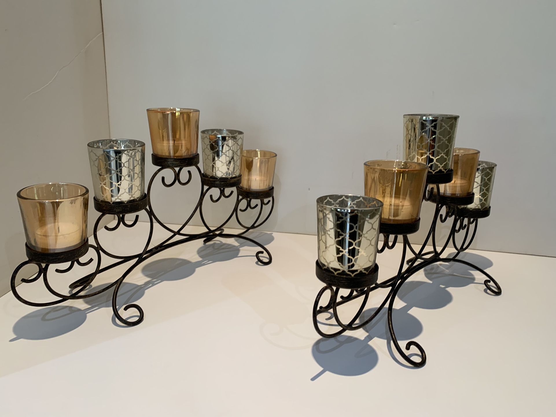 Two Candleholders With Glass Vases Use With Tealight Or Votive Candles