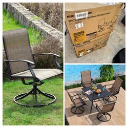 NEW Nuu Garden Textilene Dining Swivel Chair Set of 4