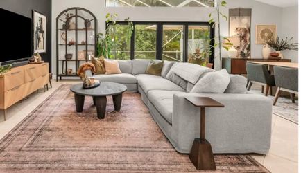 Light Gray Fabric Sectional Sofa