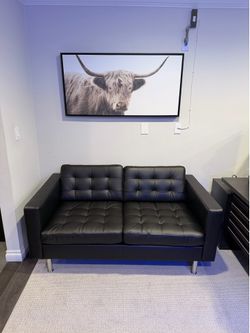 Brand New 65” Black Leather Loveseat