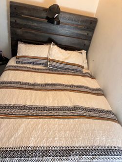 Dark Wood Plank Bed frame