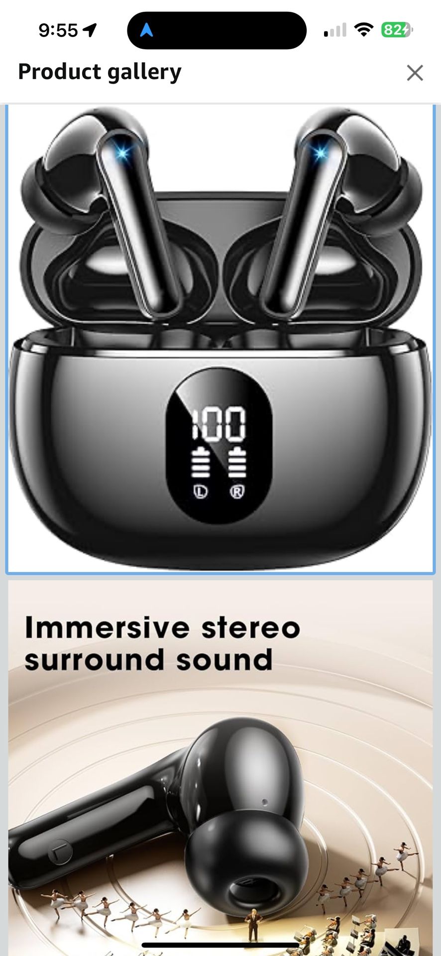 Wireless Earbuds, Bluetooth Ear Buds with Big Bass Stereo Sound, 48 Hours Playtime, Lightweight in-Ear Fit Earphones, IPX7, Hands-Free Calls with AI f