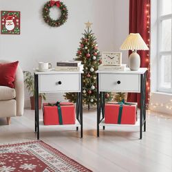 Nightstands X-Design Side End Table Night Stand Storage Shelf with Drawer