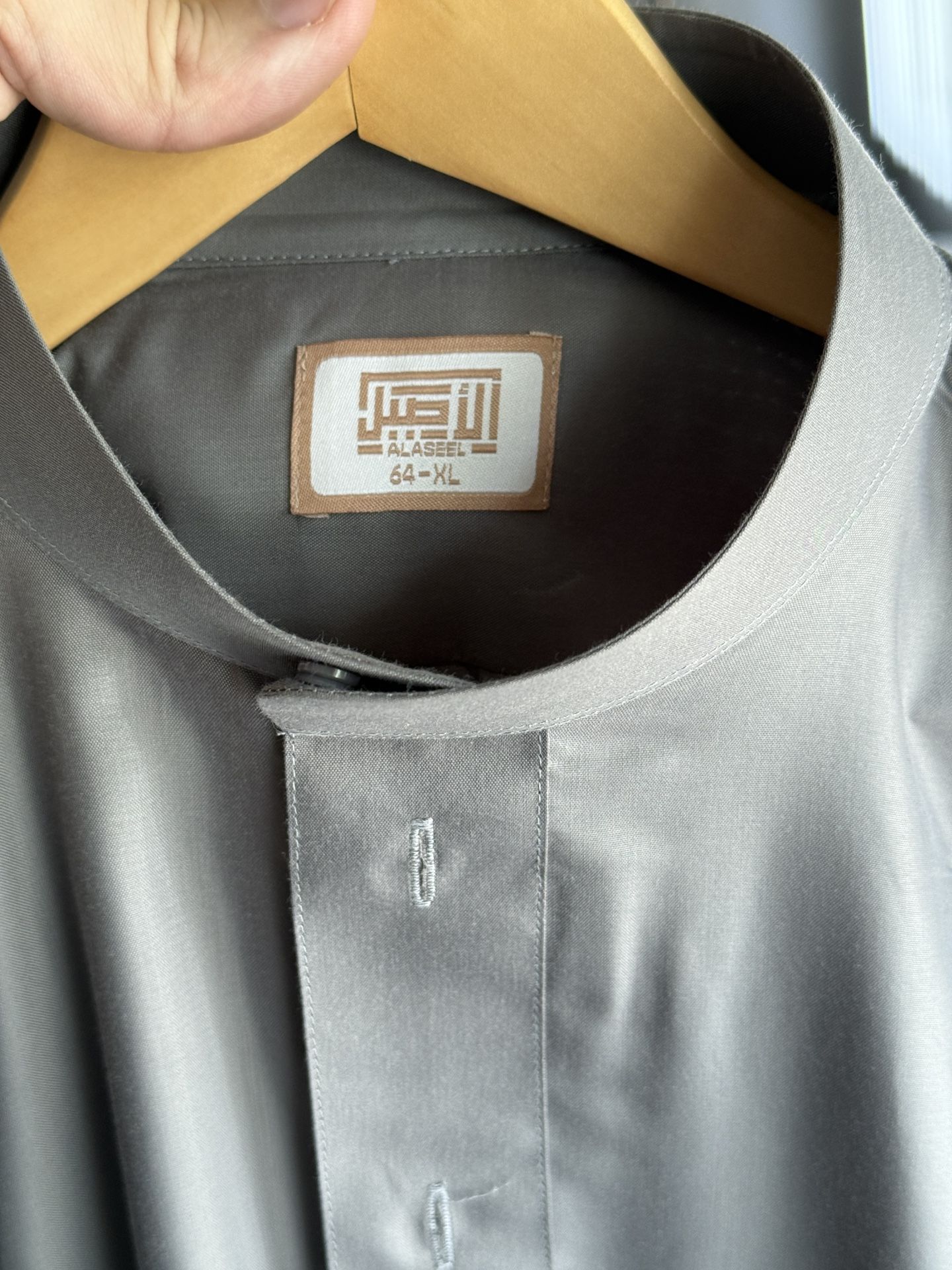 Brand New Al-Aseel Summer Thobe Curved Collar الأصيل (light Grey)