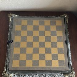 Ornate Dragon Chess Board Gold Grey