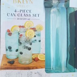 New 4pc Can Glass Set 