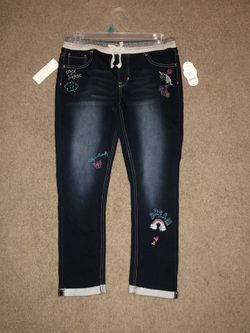 Girls size XL (14-16) crop denim NEW