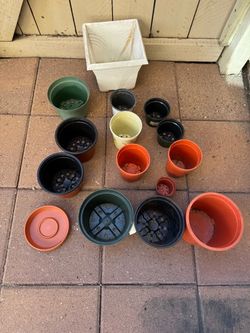 Lot of 14 Medium & Small Plant Pots - Variety of Sizes & Colors, Plenty to Get Started