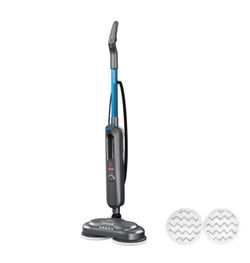BISSELL SpinWave SmartSteam Mop 3712 14.5" Cleaning Path Gray: Electric Floor Steamer with LED Lights & Removable Tank, 25ft Cord