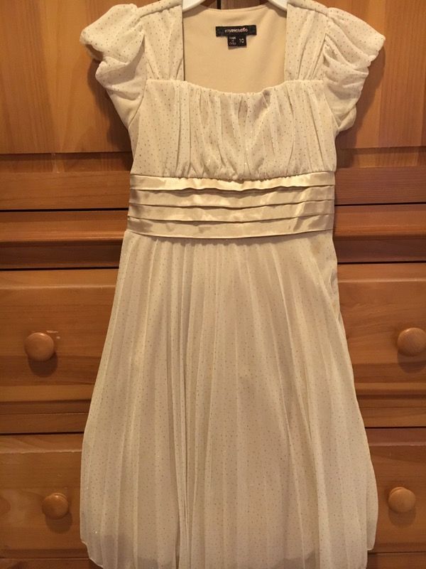 Ivory/Gold Dress with gold ribbon