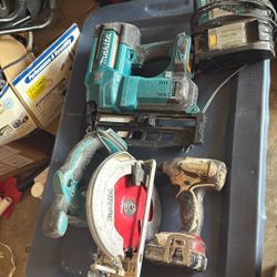 Makita Nail Gun ,drill , Circular Saw And Charger And Battery
