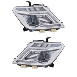 For 2017-2020Nissan Armada LED Headlight Assembly w/LED DRL, Left Driver and Right Passenger Side Headlamps, Black Housing Clear Lens Headlights Repla