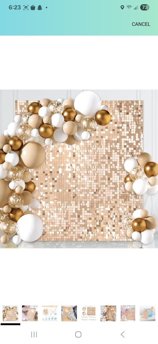 Champagne Shimmer Wall Backdrop Shimmer Panels Sequin Backdrop 6ftx6ft Glitter Party Backdrop for Birthday Wedding Anniversary Engagement Baby Shower