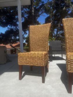 Seagrass Wood Legged Dining Chairs
