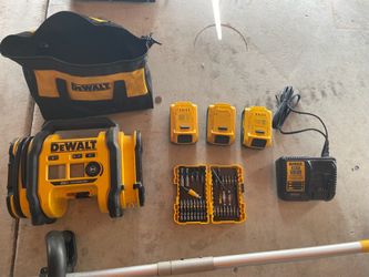 DeWalt batteries, air compressor charger drill bits Weedwhacker