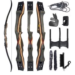 TOPARCHERY Arco recurvo para adultos y jóvenes principiantes, arco de caza recurvo de madera de 62 pulgadas para entrenamiento al aire libre, práctica