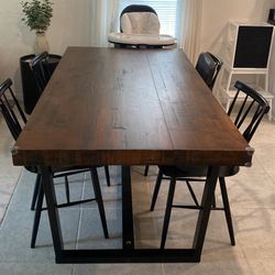 Walker Edison Andre Modern Solid Wood Dining Table - Rustic Mahogany.