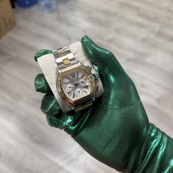 Cartier Roadster XL W62027Z1 2618 43mm Silver Dial 18K Gold Steel Во Paper 2005