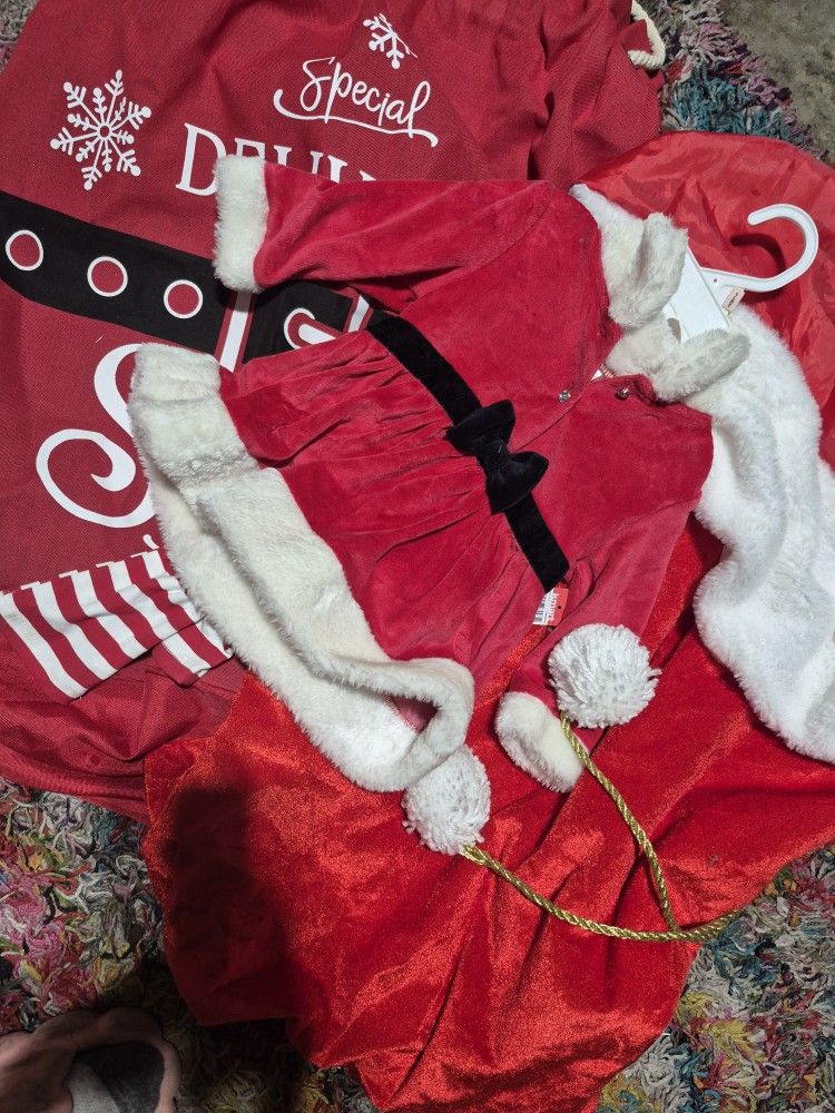 2 Christmas Bags Abd A Toddler Size 24 Months Girls X- Mas Outfit