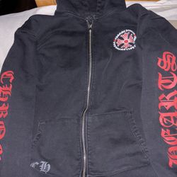 Chrome Hearts Made In Hollywood Plus Cross Zip Up Hoodie 'Black/Red'
