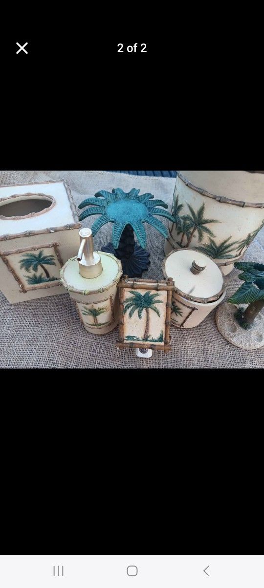 7 PC Palm Tree Bathroom Decor