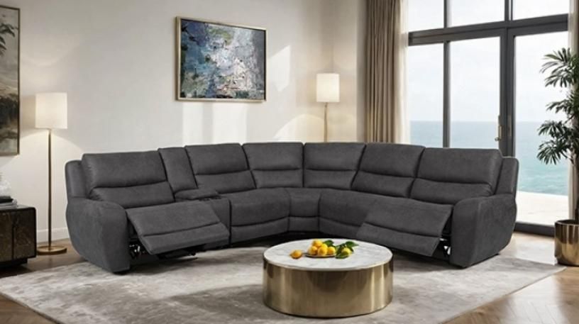 Gray Sectional Sofa With Power Reclining Seats