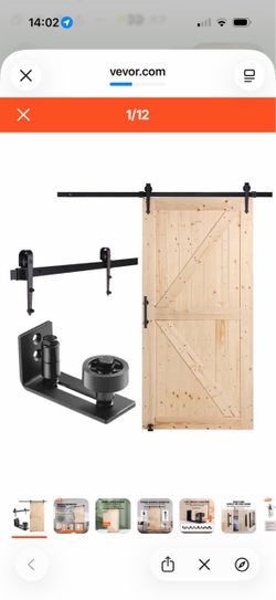 VEVOR Barn Door and Hardware Kit, 42" x 84" Wood Sliding Barn Door, Smoothly and Quietly, Barn Door Kit with 8-in-1 Floor Guide and Door Handle, Spruc