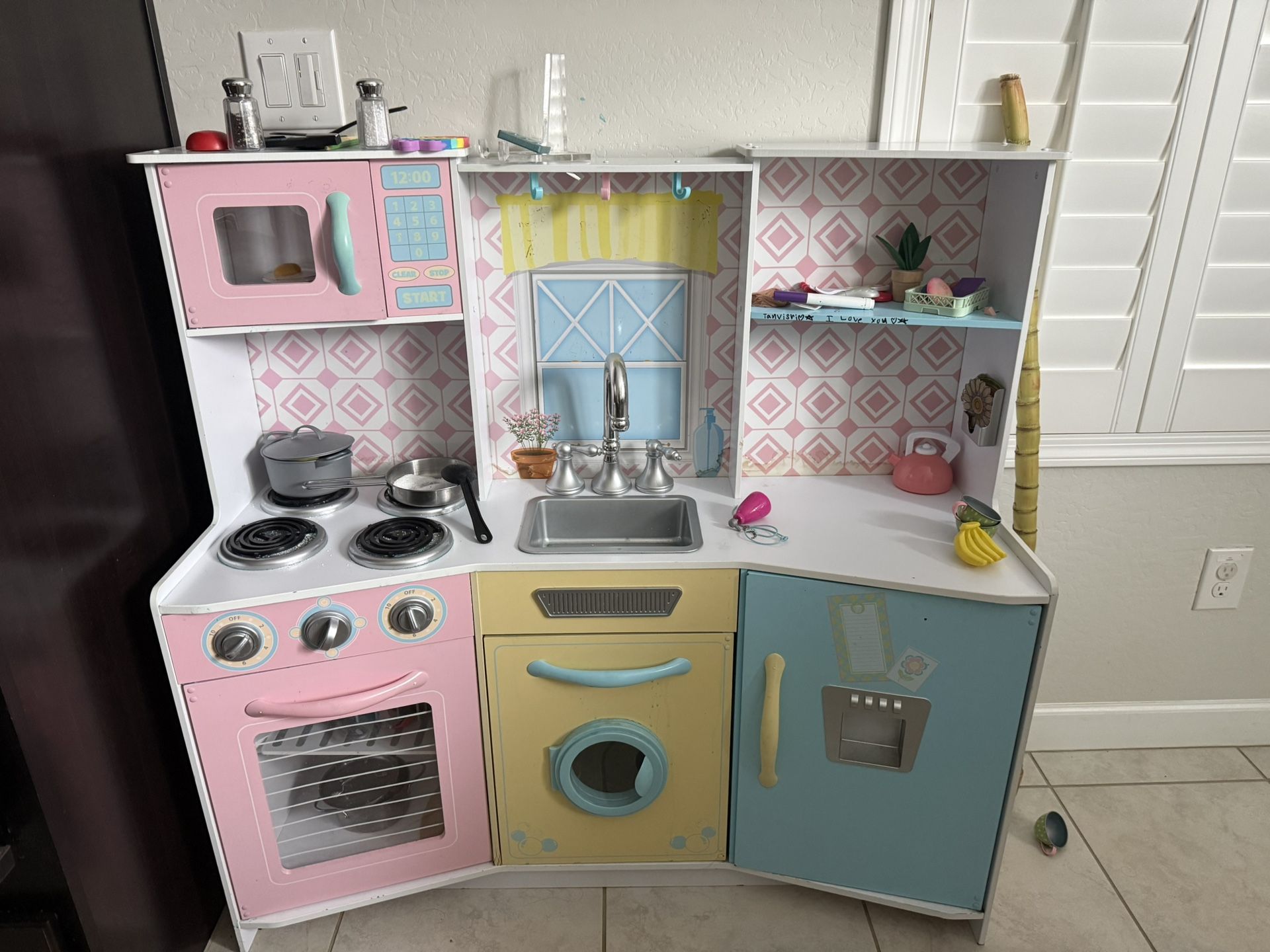 Wooden Kids Kitchen Playset with Accessories