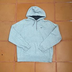 Nike Men’s 2000’s Grey Pullover Hoodie Size Large Embroidered Logo Vintage