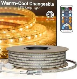 131.2 ft Shine Decor LED Strip Light Connectable, CCT 2K Warm-Cool Changing Tone for Room, 131FT 120V Plug-in Outdoor Rope Lighting Cold Resis