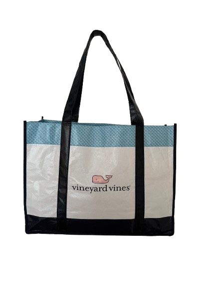 Vineyard Vines Reusable Shopping Bag/Tote 12 x 16 White w Pink Whale Logo