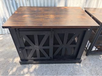 40" Dog Crate Furniture for Medium Dogs Up to 45 lb, Farmhouse Indoor End Table Dog Kennel with Sliding Doors, Black